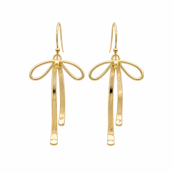 14K Yellow Gold Filled Bow Drop Earrings
