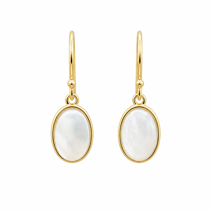 14K Gold Filled 11x14MM Oval Mother of Pearl Drop Earrings
