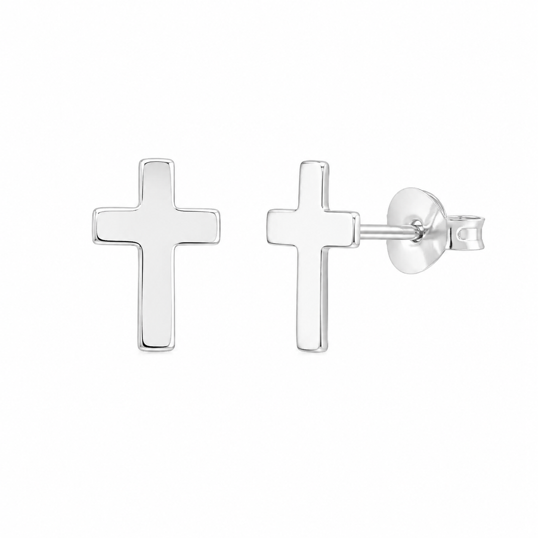 Sterling Silver Cross Stud Earrings