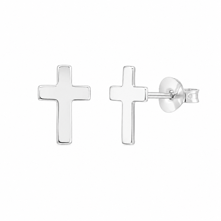 Sterling Silver Cross Stud Earrings