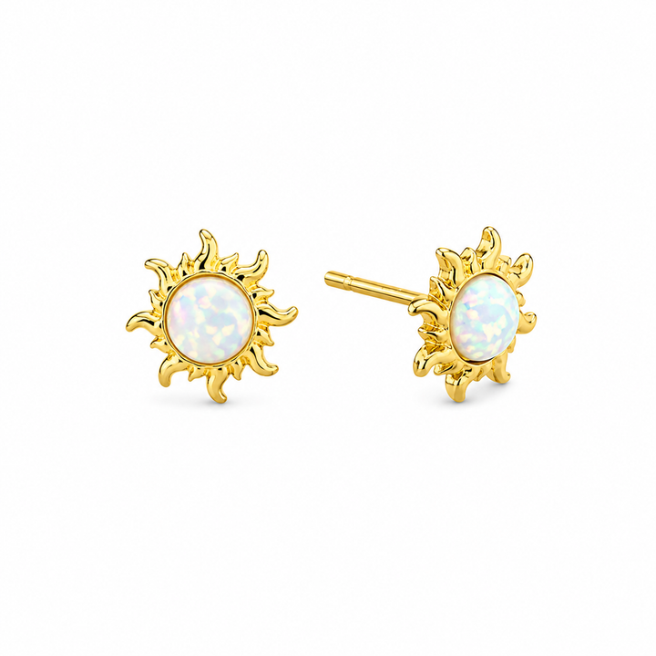 14KT Gold Filled Oval Opal Sun Studs
