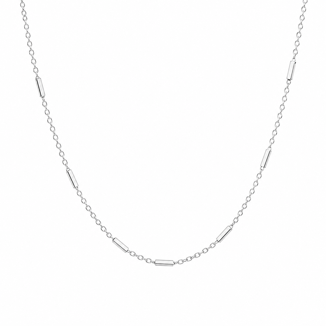 Sterling Silver Dainty Bar Link Necklace