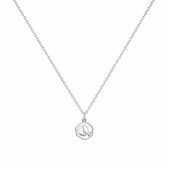 Sterling Silver Bird on Branch Cut-Out Pendant Necklace
