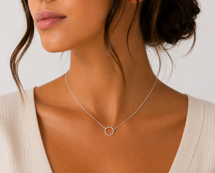 Sterling Silver Open Circle Pendant Necklace
