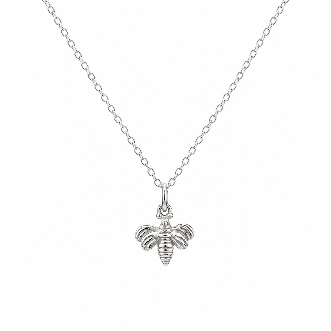 Sterling Silver 9x11MM Mini Bee Pendant Necklace