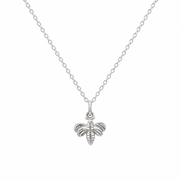 Sterling Silver 9x11MM Mini Bee Pendant Necklace