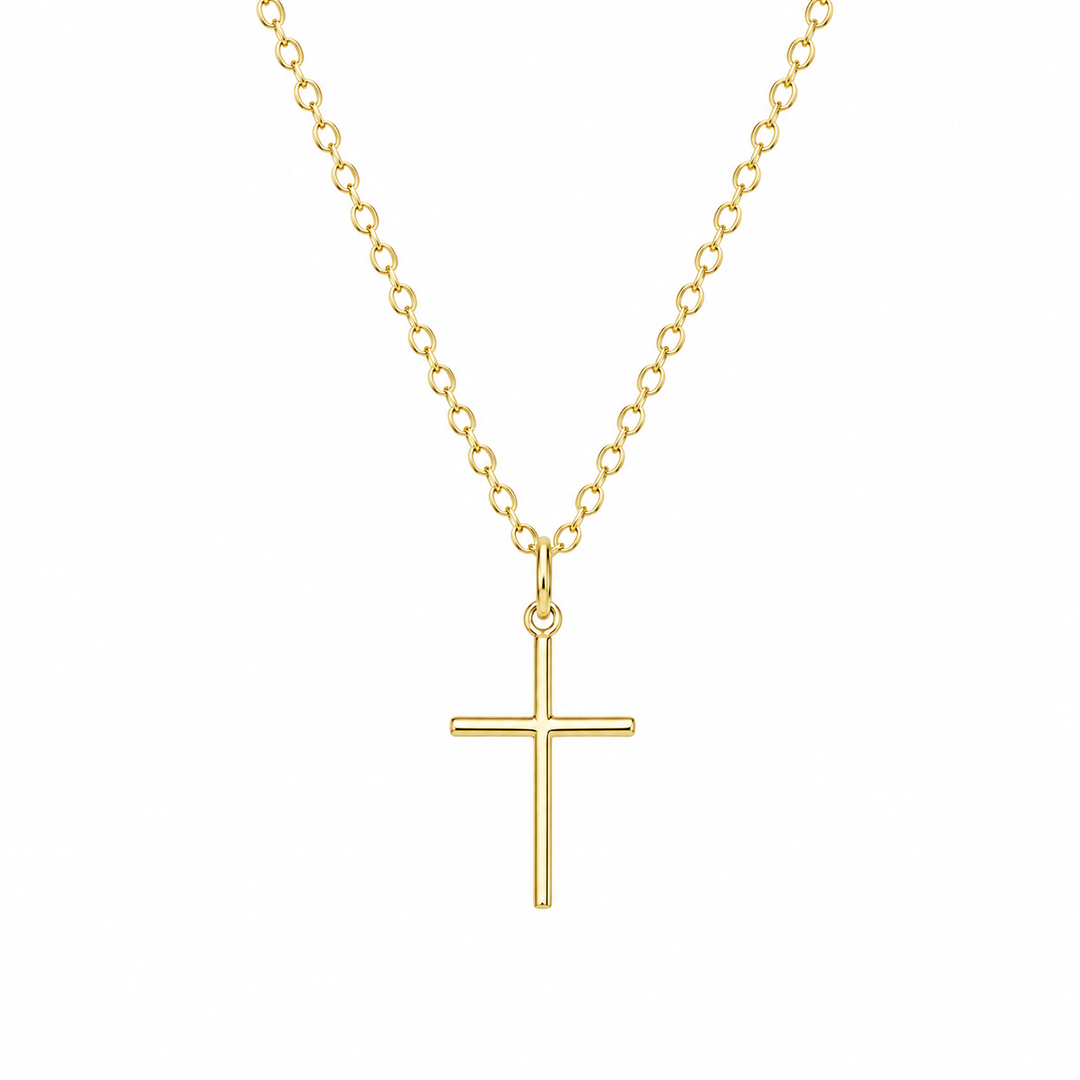 14K Yellow Gold Filled 0.5x1.25" Cross Pendant Necklace
