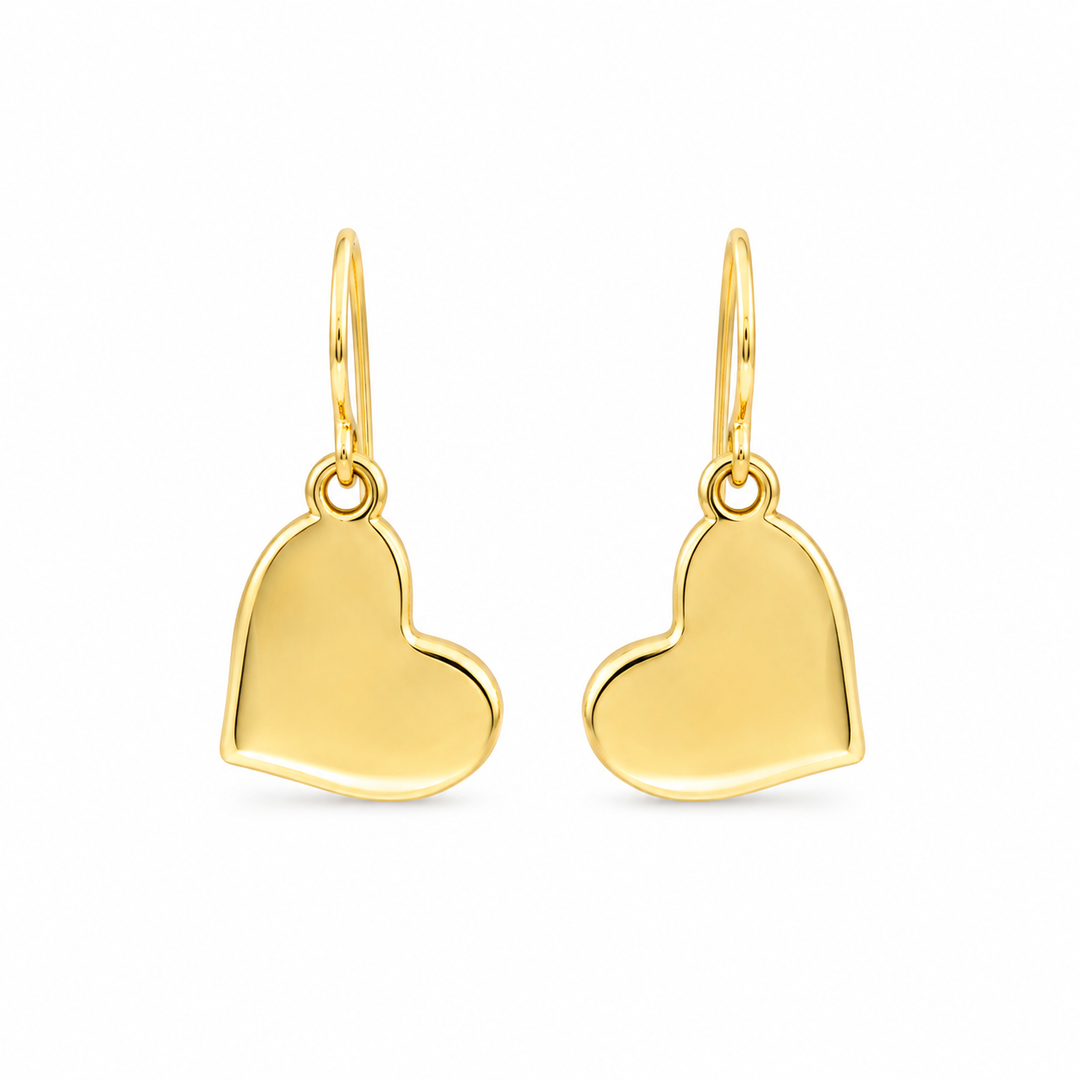 14K Yellow Gold Vermeil Sideways Heart Dangle Earrings