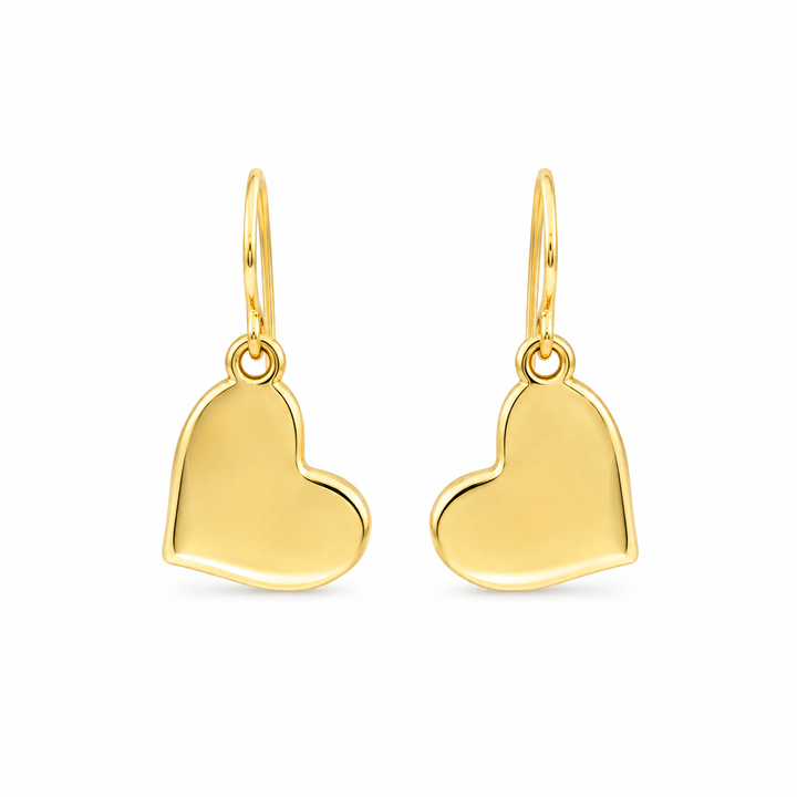 14K Yellow Gold Vermeil Sideways Heart Dangle Earrings