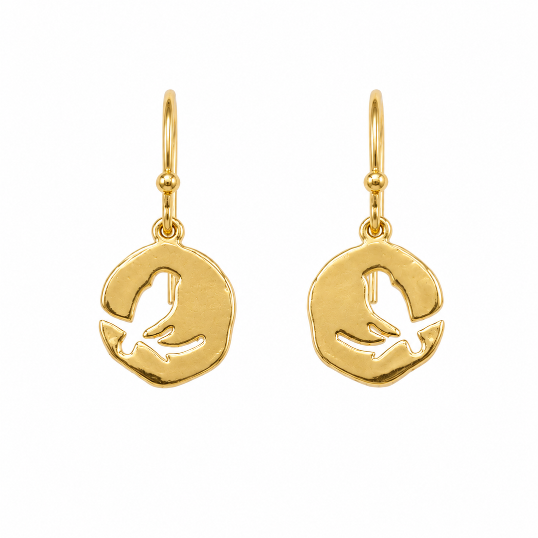 14K Yellow Gold Filled Bird on Branch Cut-Out Drop Earrings