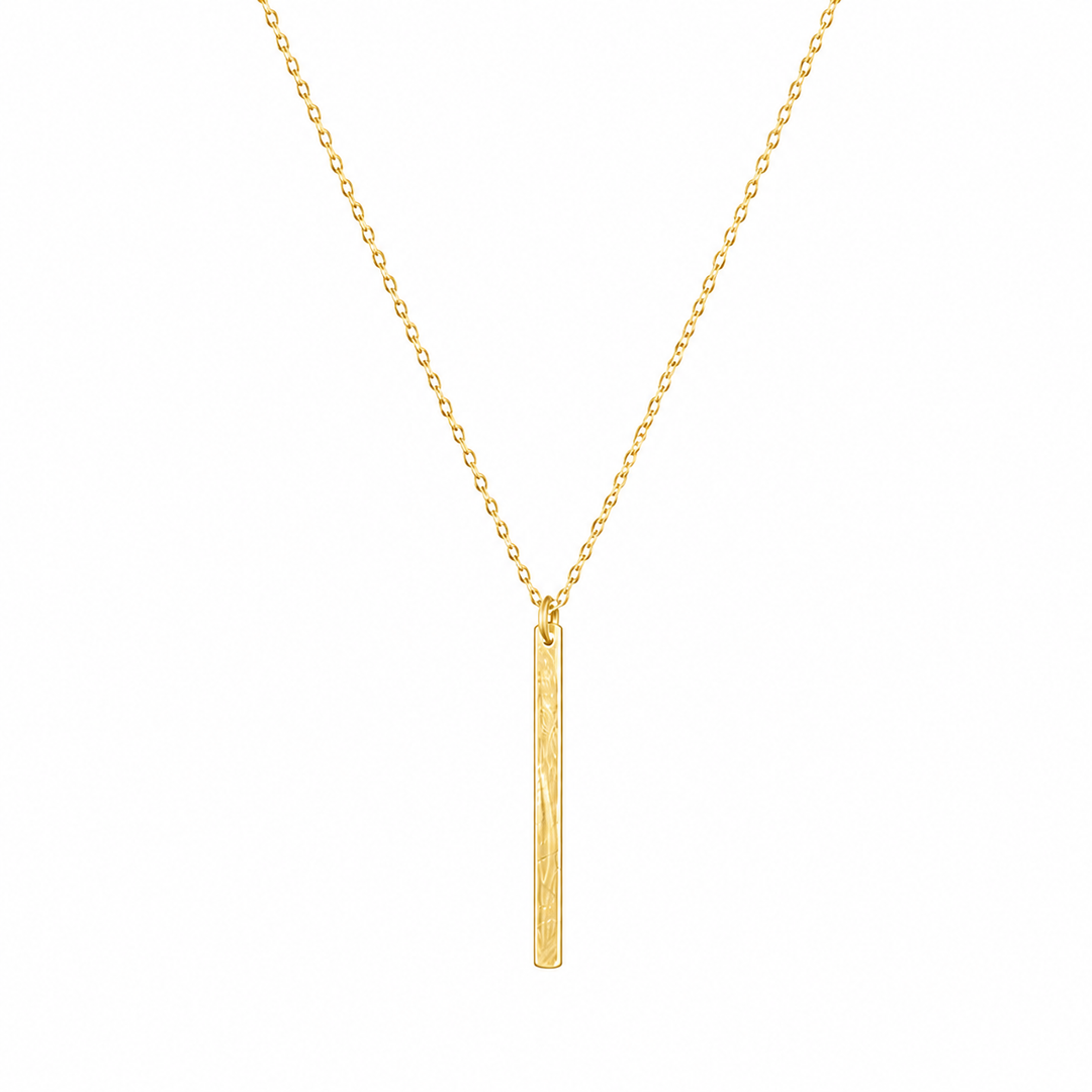 14K Yellow Gold Vermeil 1" Vertical Bar Necklace