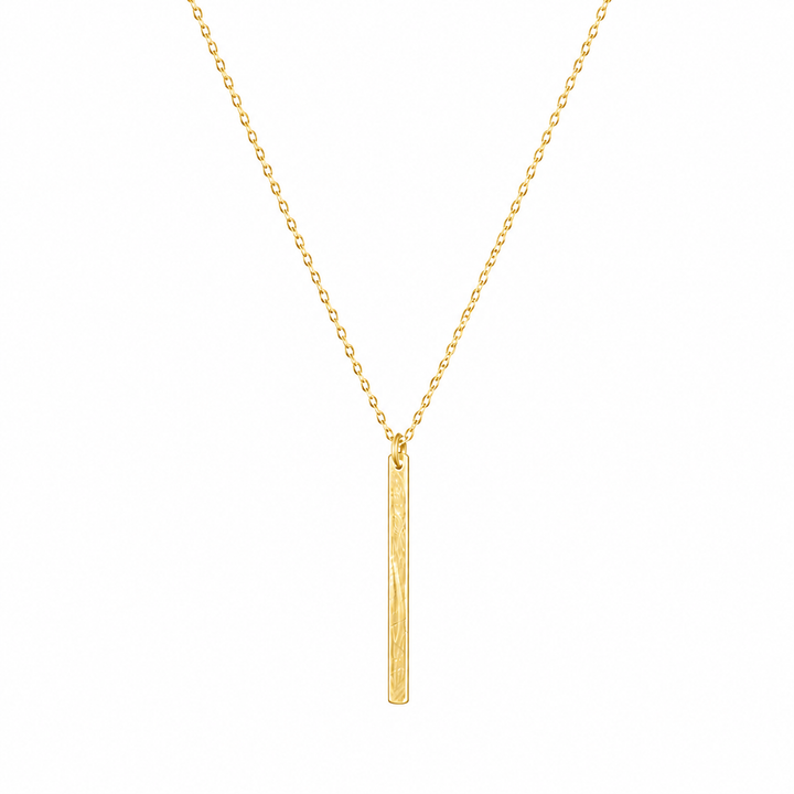 14K Yellow Gold Vermeil 1" Vertical Bar Necklace