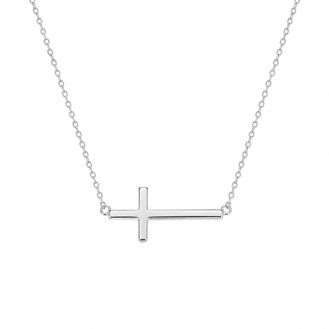 Sterling Silver Horizontal Cross Necklace