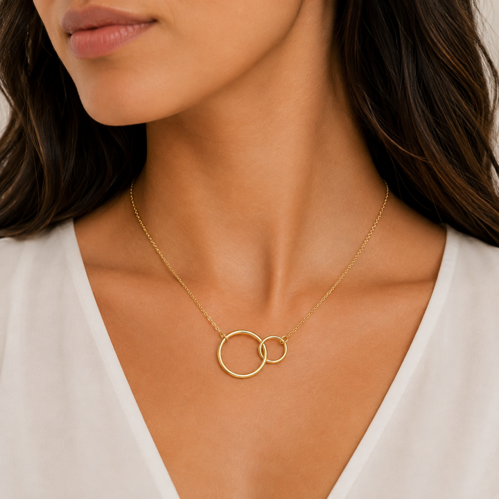 14K Yellow Gold Filled Interlocking Circle Necklace