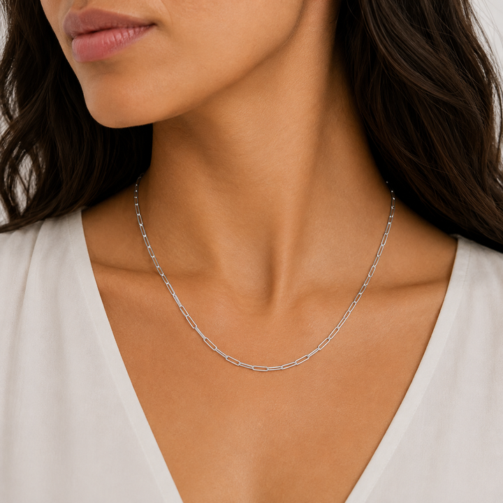Sterling Silver 1.90MM Paperclip Chain Necklace
