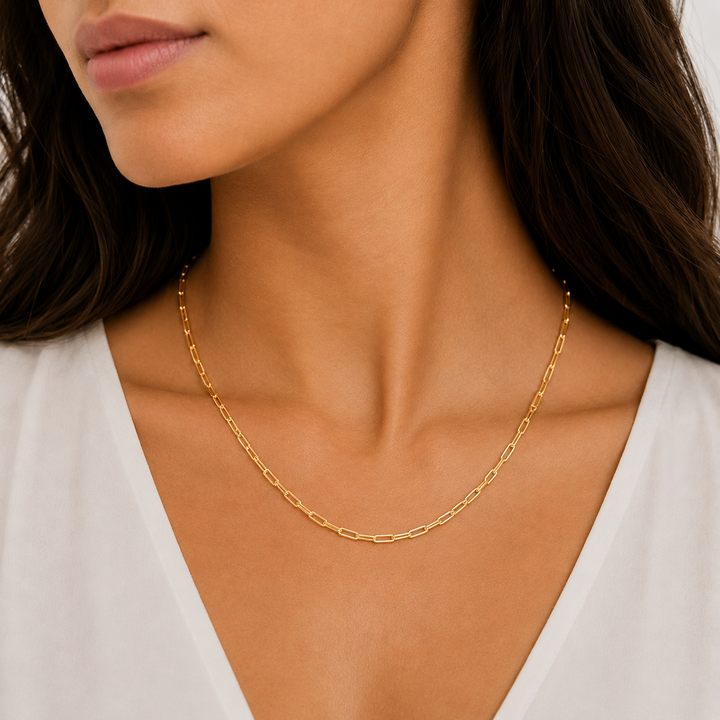 14K Yellow Gold Filled Paperclip Necklace