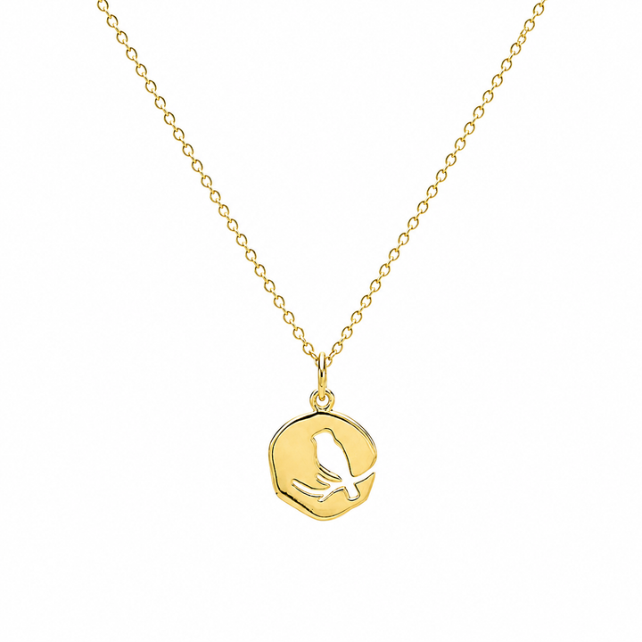 14K Yellow Gold Filled Bird on Branch Cut-Out Necklace