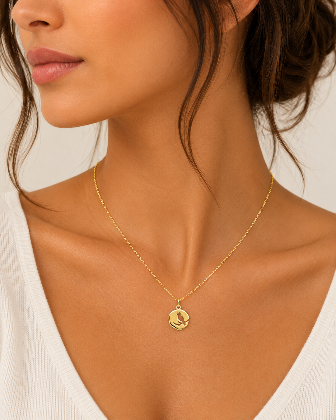 14K Yellow Gold Filled Bird on Branch Cut-Out Necklace