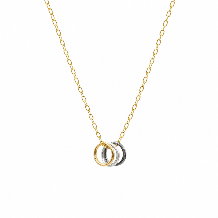 14K Yellow Gold Filled Tri-Tone Ring Necklace