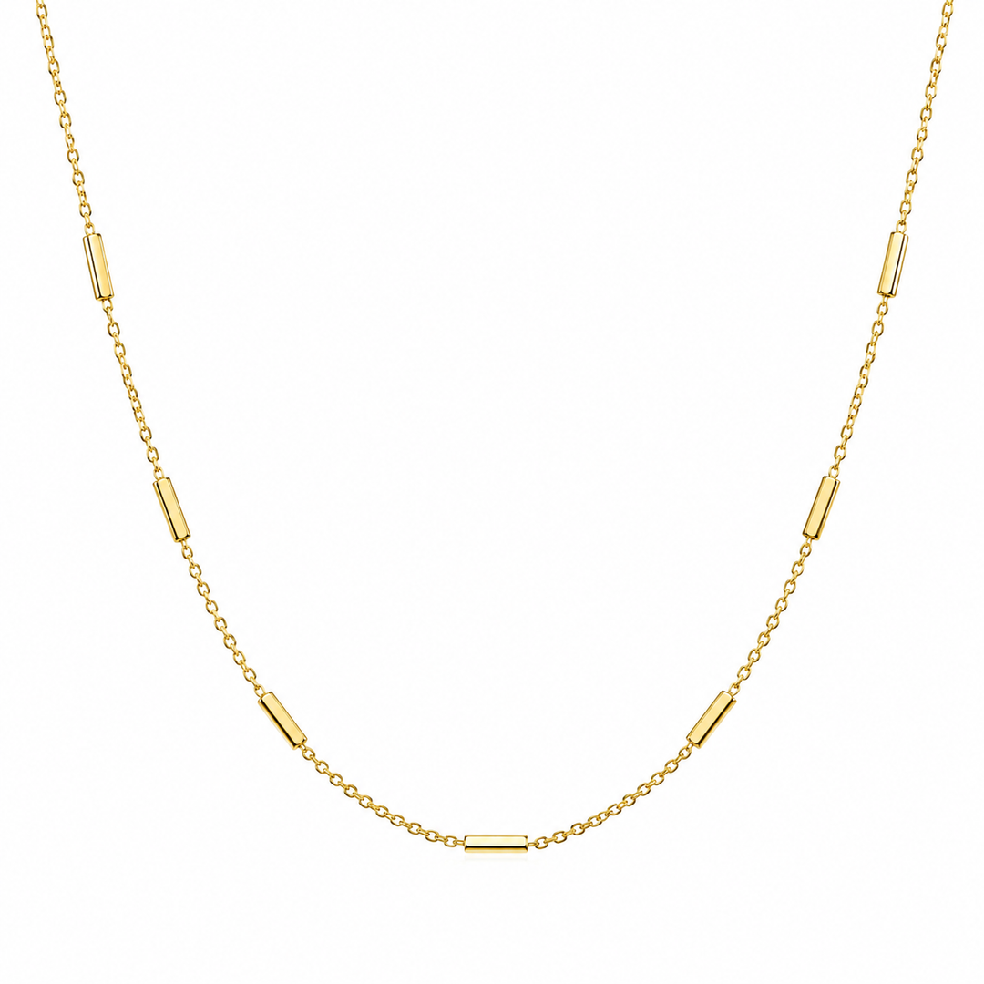 14K Yellow Gold Vermeil Dainty Bar Chain Necklace