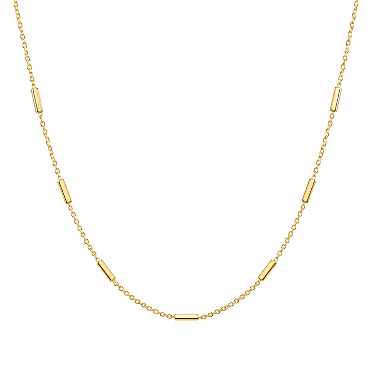 14K Yellow Gold Vermeil Dainty Bar Chain Necklace