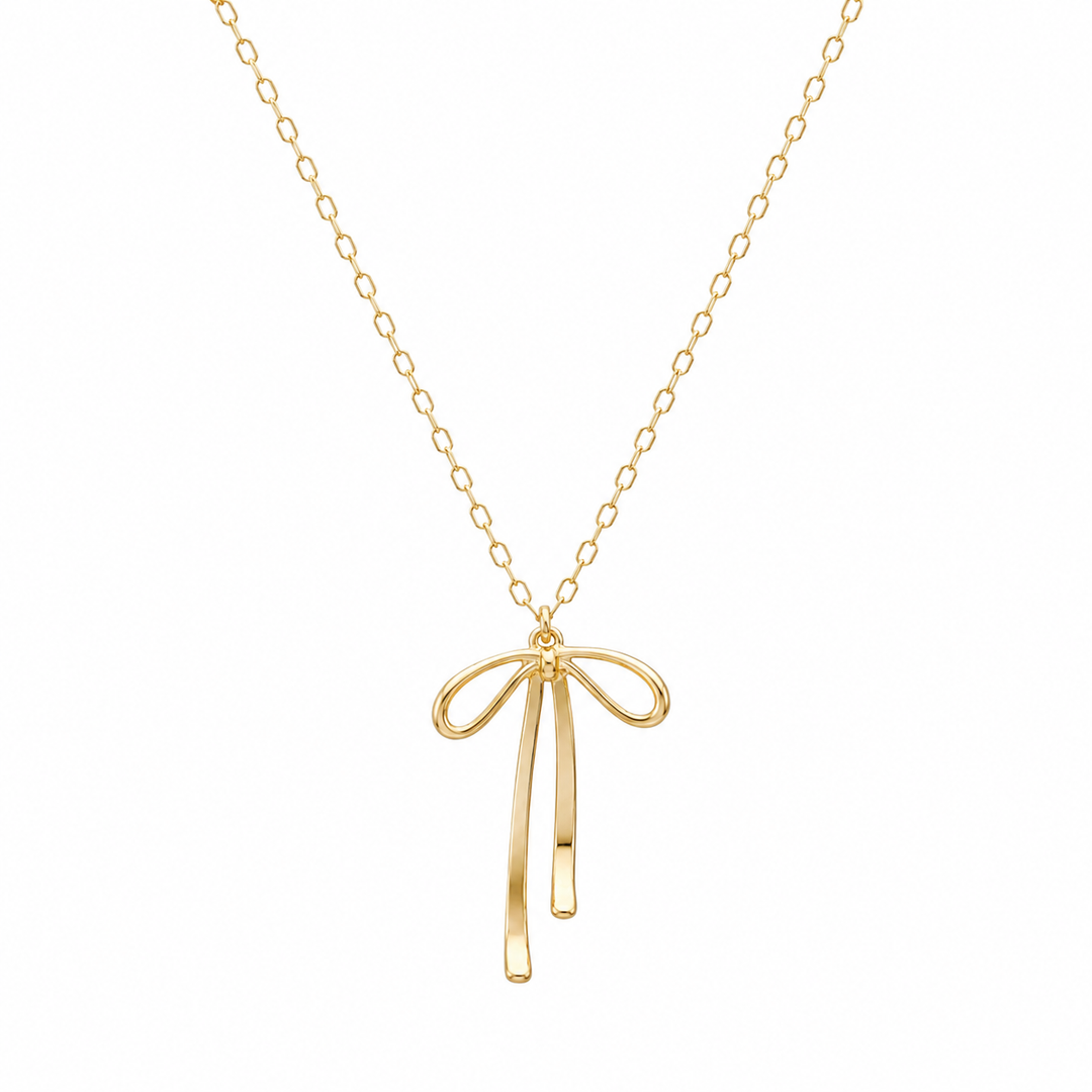 14K Yellow Gold Filled Bow Pendant Necklace
