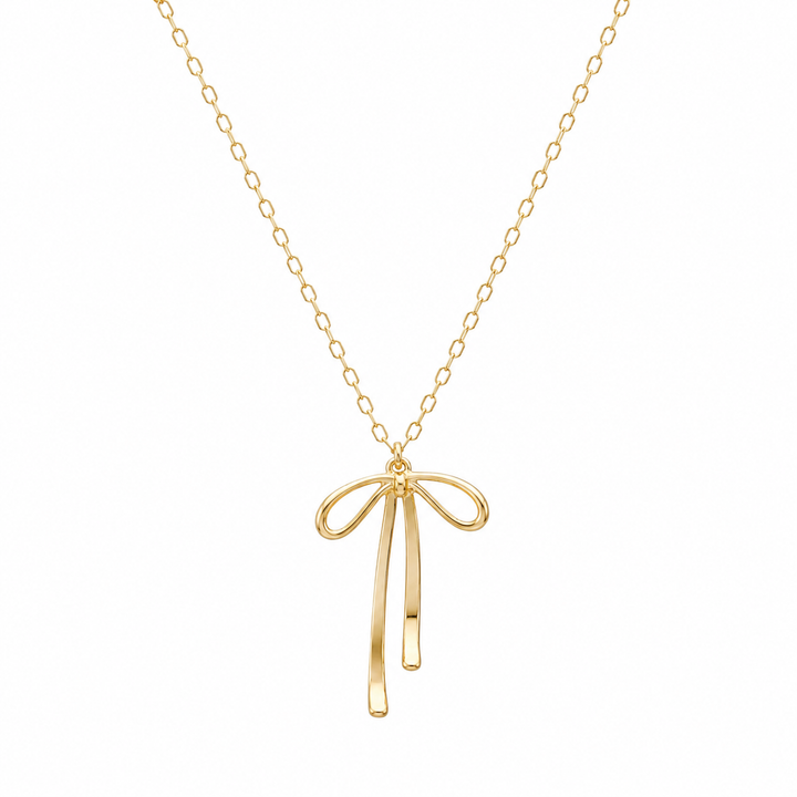 14K Yellow Gold Filled Bow Pendant Necklace