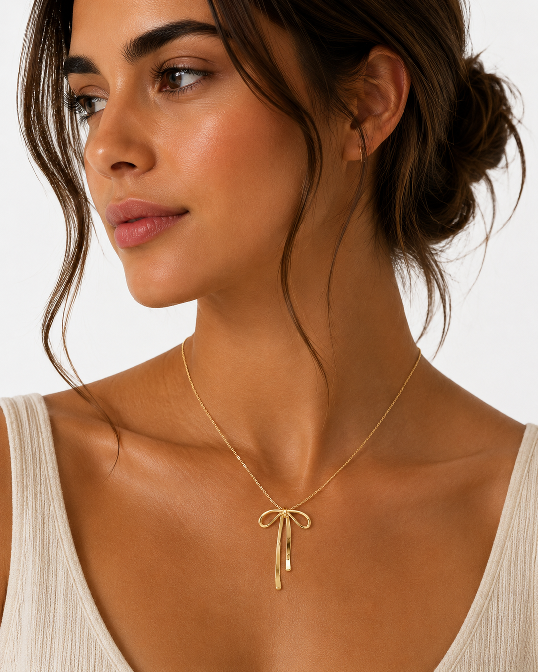 14K Yellow Gold Filled Bow Pendant Necklace