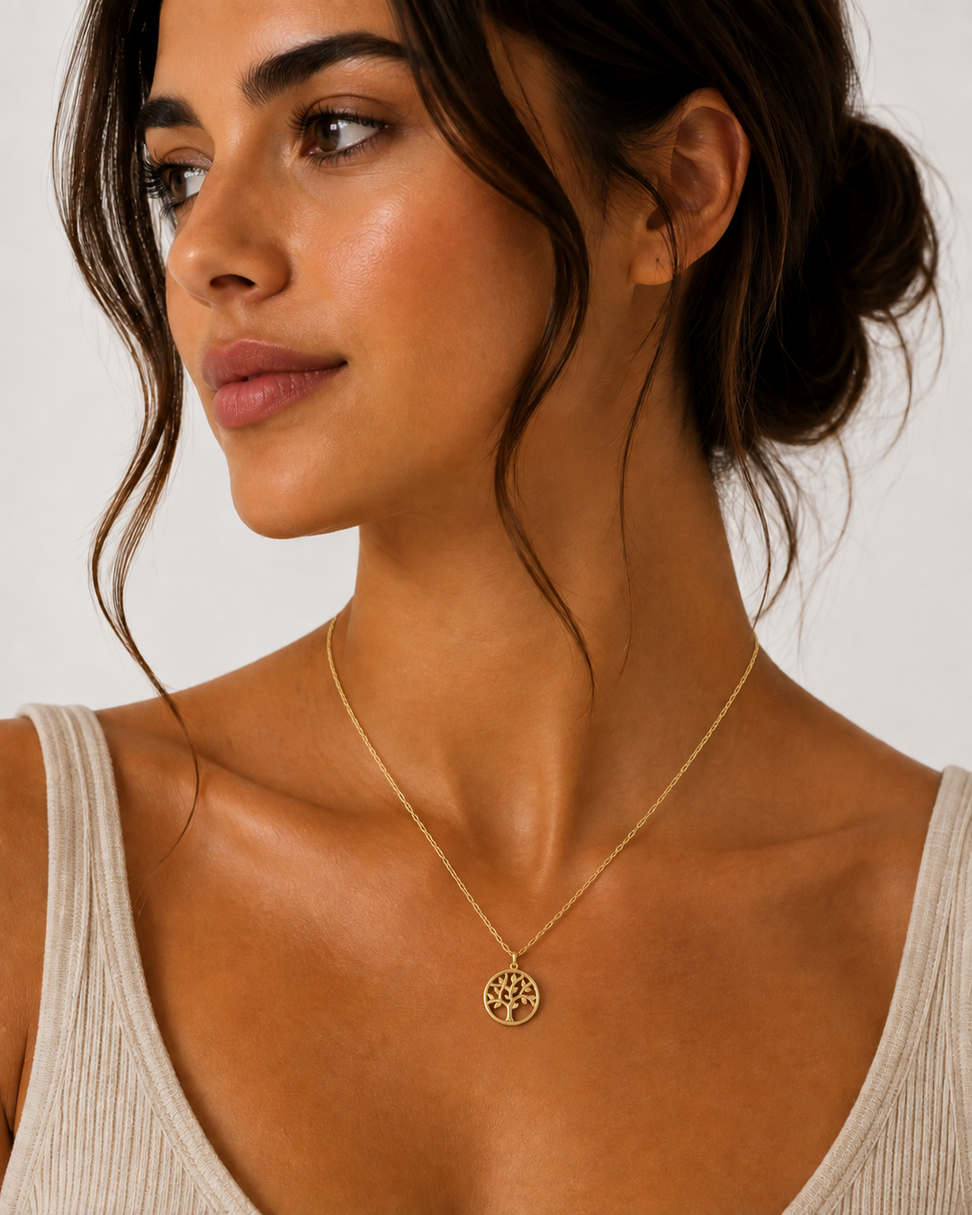 14K Yellow Gold Vermeil Tree of Life Pendant Necklace