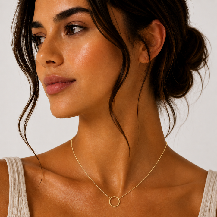 14K Yellow Gold Filled Open Circle Necklace