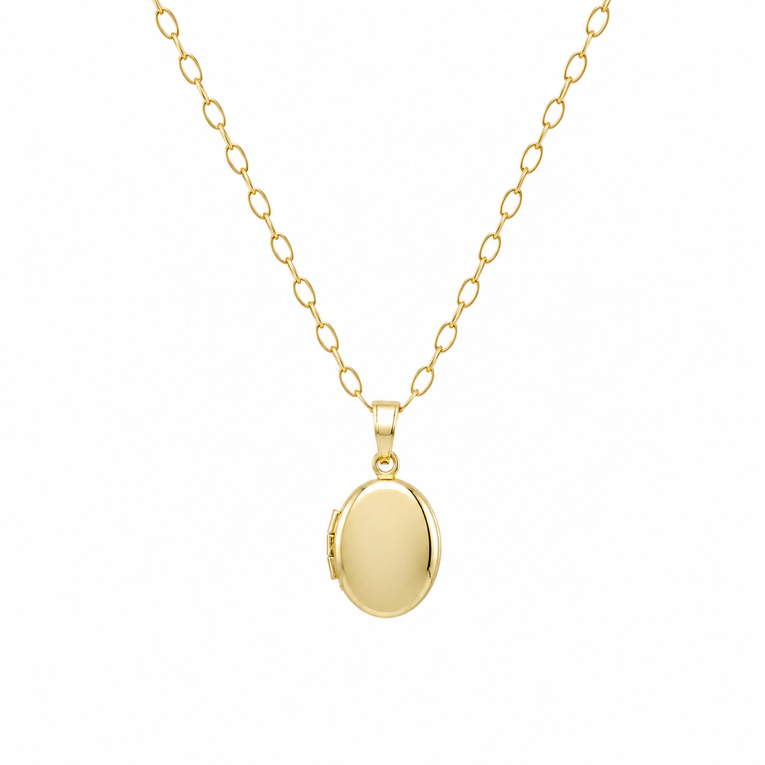 14K Gold Filled Oval Locket Necklace