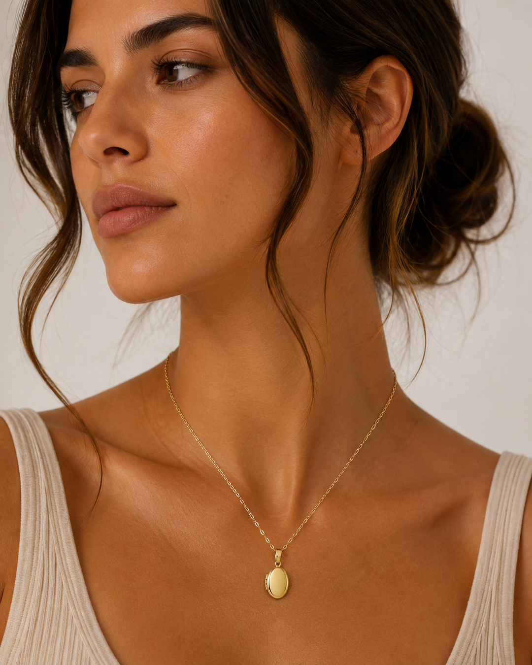 14K Gold Filled Oval Locket Necklace