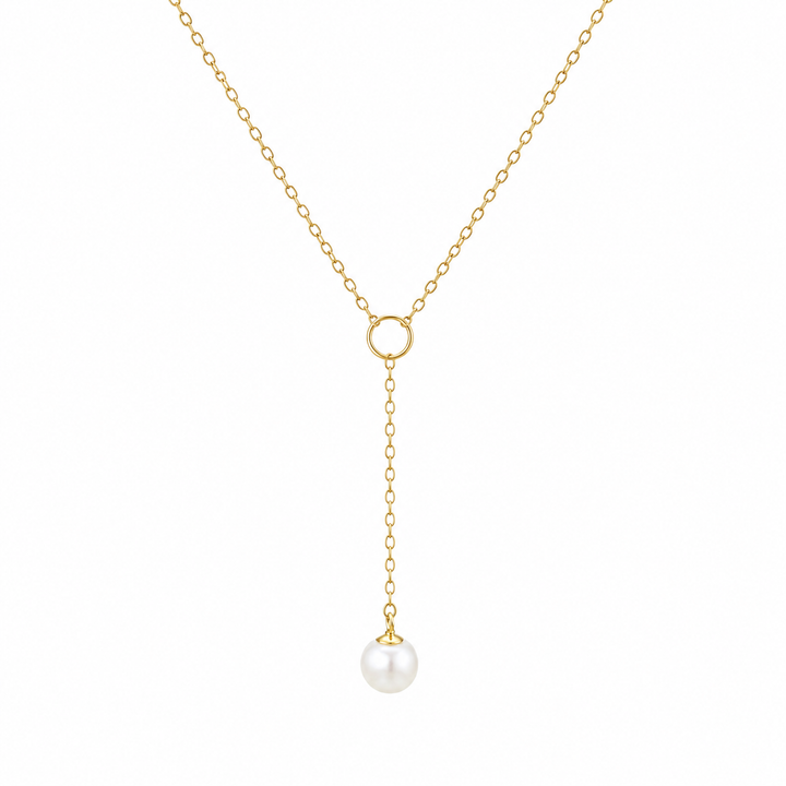 Yellow Gold Vermeil 6MM Freshwater Pearl Lariat Necklace
