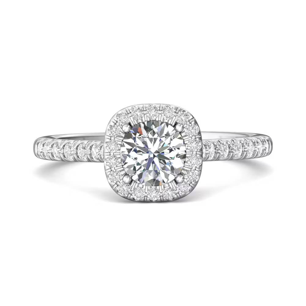 14K White Gold 1.08CTW Diamond Halo Engagement Ring by Martin Flyer