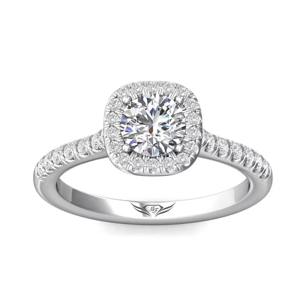 14K White Gold 1.08CTW Diamond Halo Engagement Ring by Martin Flyer