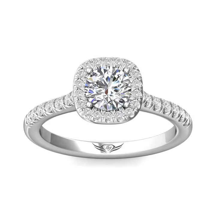 14K White Gold 1.08CTW Diamond Halo Engagement Ring by Martin Flyer