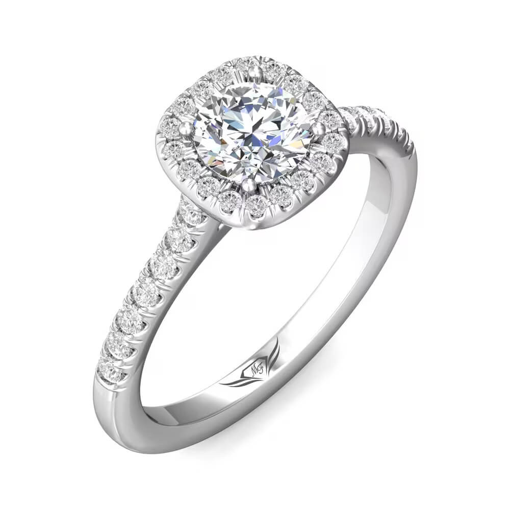 14K White Gold 1.08CTW Diamond Halo Engagement Ring by Martin Flyer