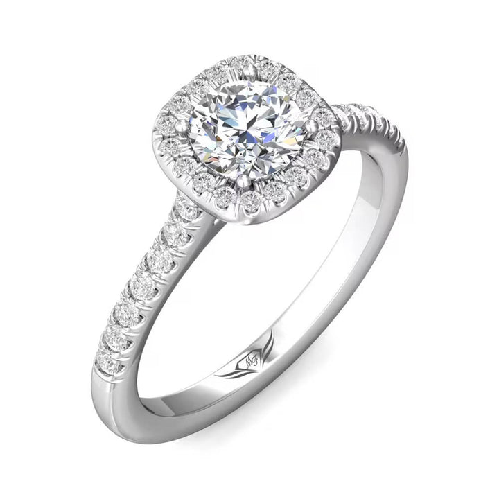 14K White Gold 1.08CTW Diamond Halo Engagement Ring by Martin Flyer