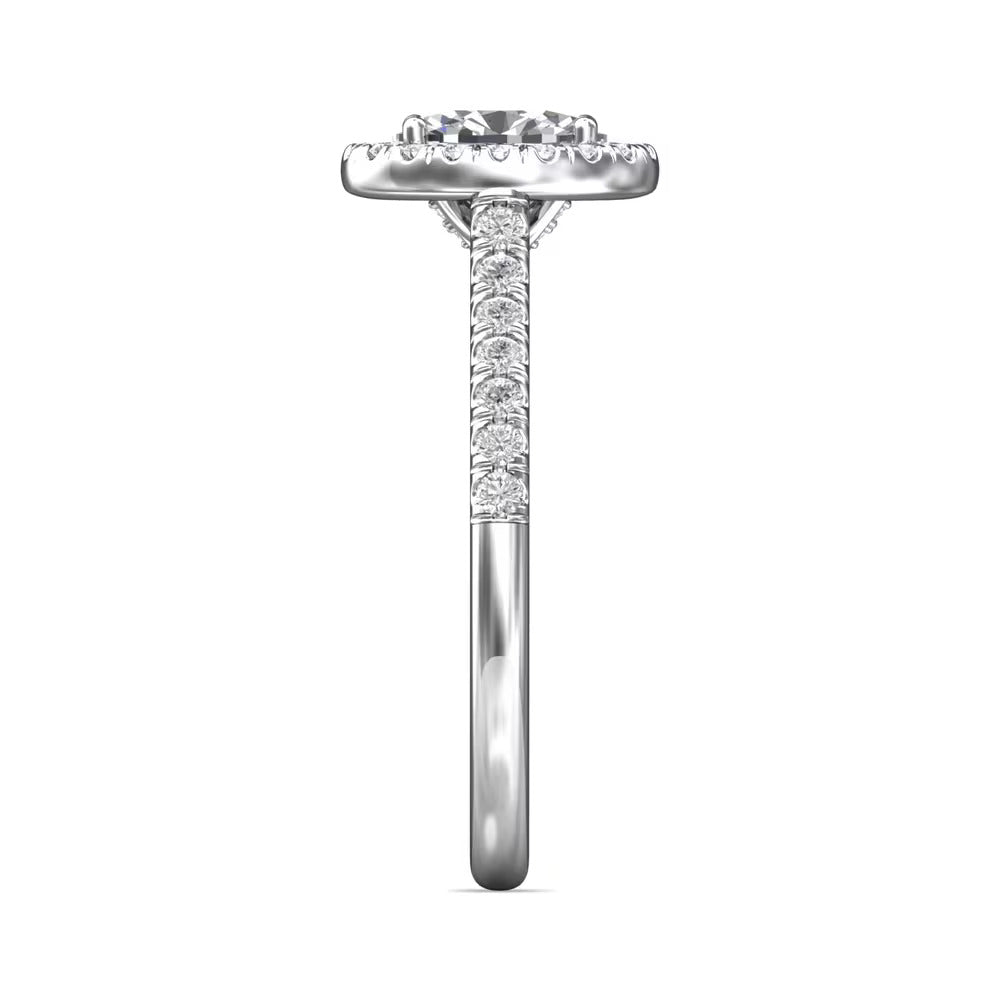 14K White Gold 1.11CTW Oval Diamond Halo Engagement Ring by Martin Flyer