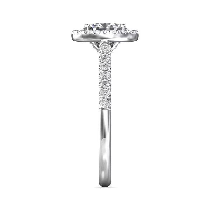 14K White Gold 1.11CTW Oval Diamond Halo Engagement Ring by Martin Flyer