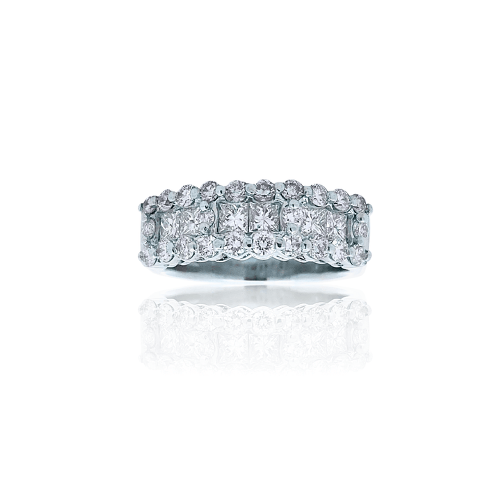 Estate Platinum 1.20CTW Princess-Cut Diamond Multi-Row Anniversary Band