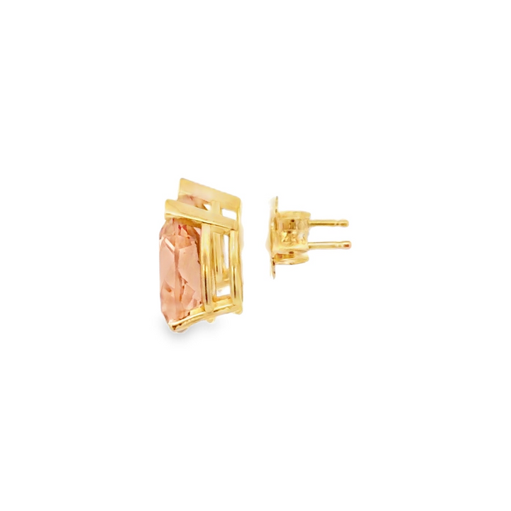 Estate 14K Yellow Gold 4.70CTW Pear-Shaped Light Brown Topaz Stud Earrings