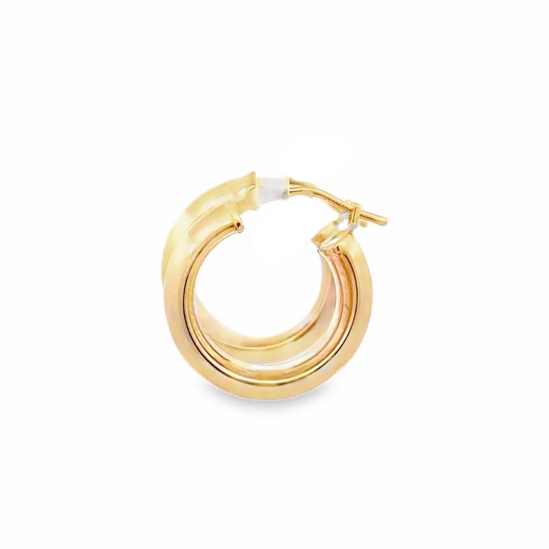 Estate 14K Yellow Gold Hollow Tube Huggie Hoop Earrings