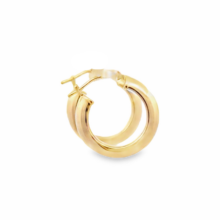 Estate 14K Yellow Gold Hollow Tube Huggie Hoop Earrings