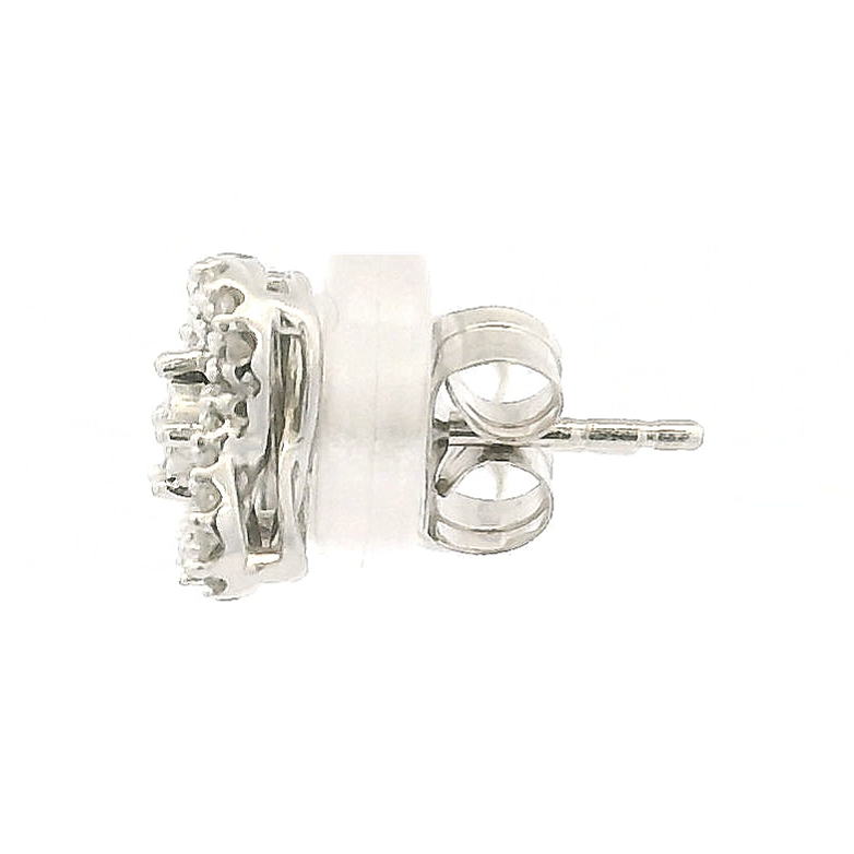 Estate 14K White Gold Diamond Cluster Knot Stud Earrings 0.23CT TWT