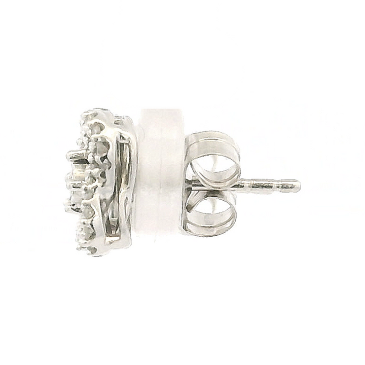 Estate 14K White Gold Diamond Cluster Knot Stud Earrings 0.23CT TWT
