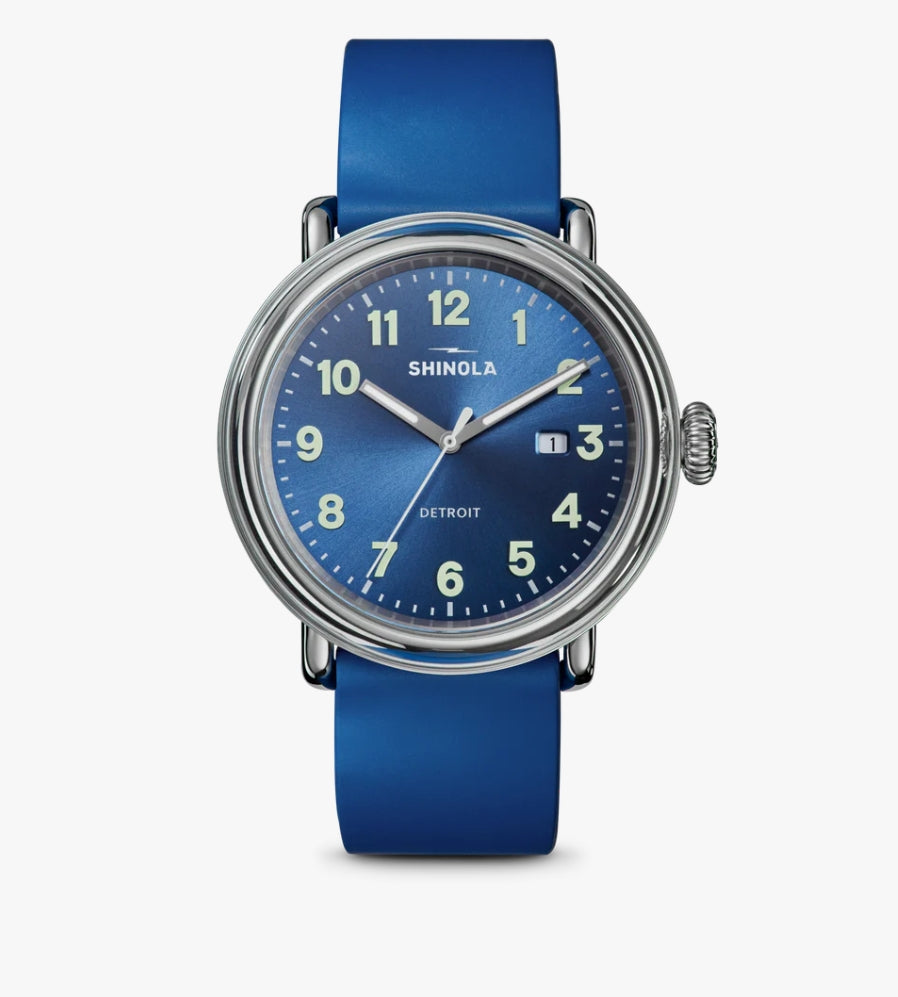 Shinola Detrola 41mm Blue Dial Blue Rubber Strap Men's Watch