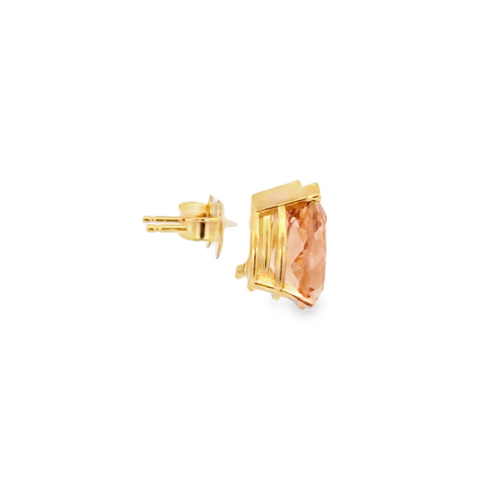 Estate 14K Yellow Gold 4.70CTW Pear-Shaped Light Brown Topaz Stud Earrings