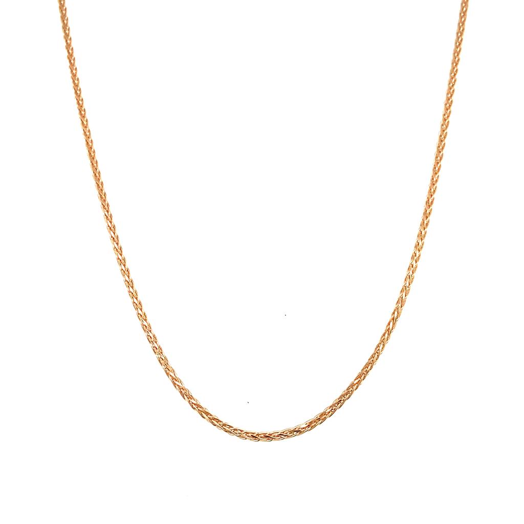14K Rose Gold 1.00mm Adjustable Wheat Chain Necklace