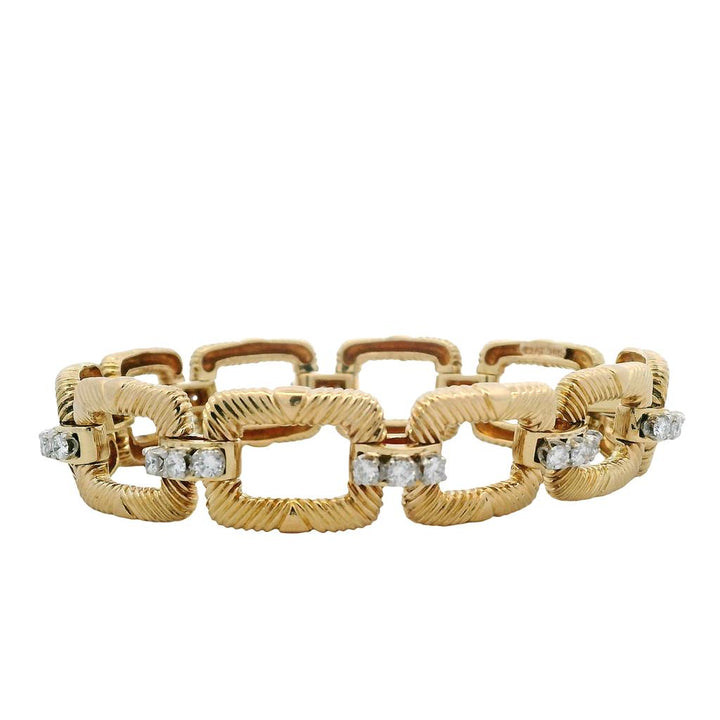 Estate Platinum & 18K Yellow Gold 1ctw Diamond Link Bracelet